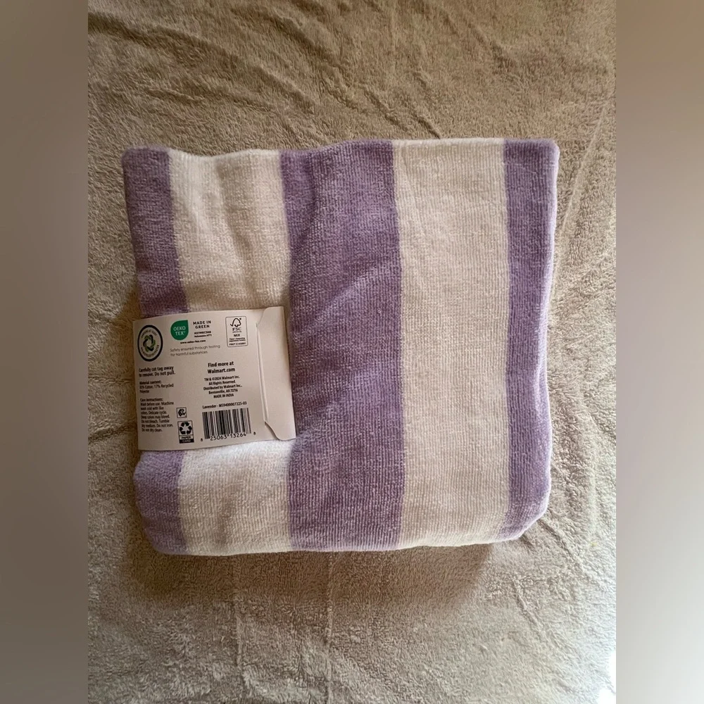 Mainstays Purple Striped Cabana Beach Towel